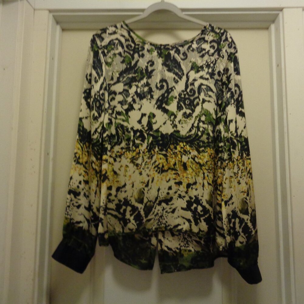 VINCE CAMUTO CLASSIC GIRL SLEEK LACEY PATTERNS VOLUMUMIS BLOUSE X L